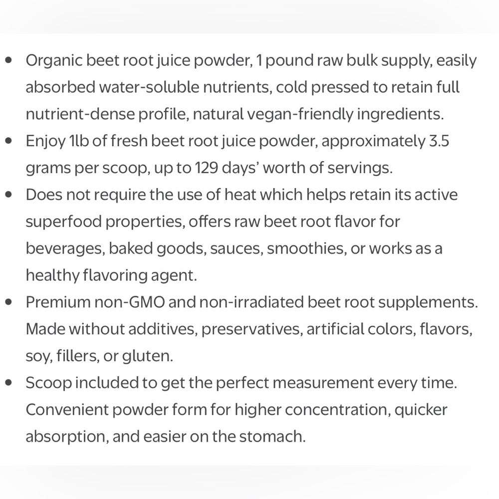 Pre-Workout Micro Ingredients Premium Organic Beet Juice Powder — 1lb - Picture 8 of 13